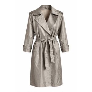 Vintage Fleet Street Metallic Trench | 1980s 1990s Moss Green